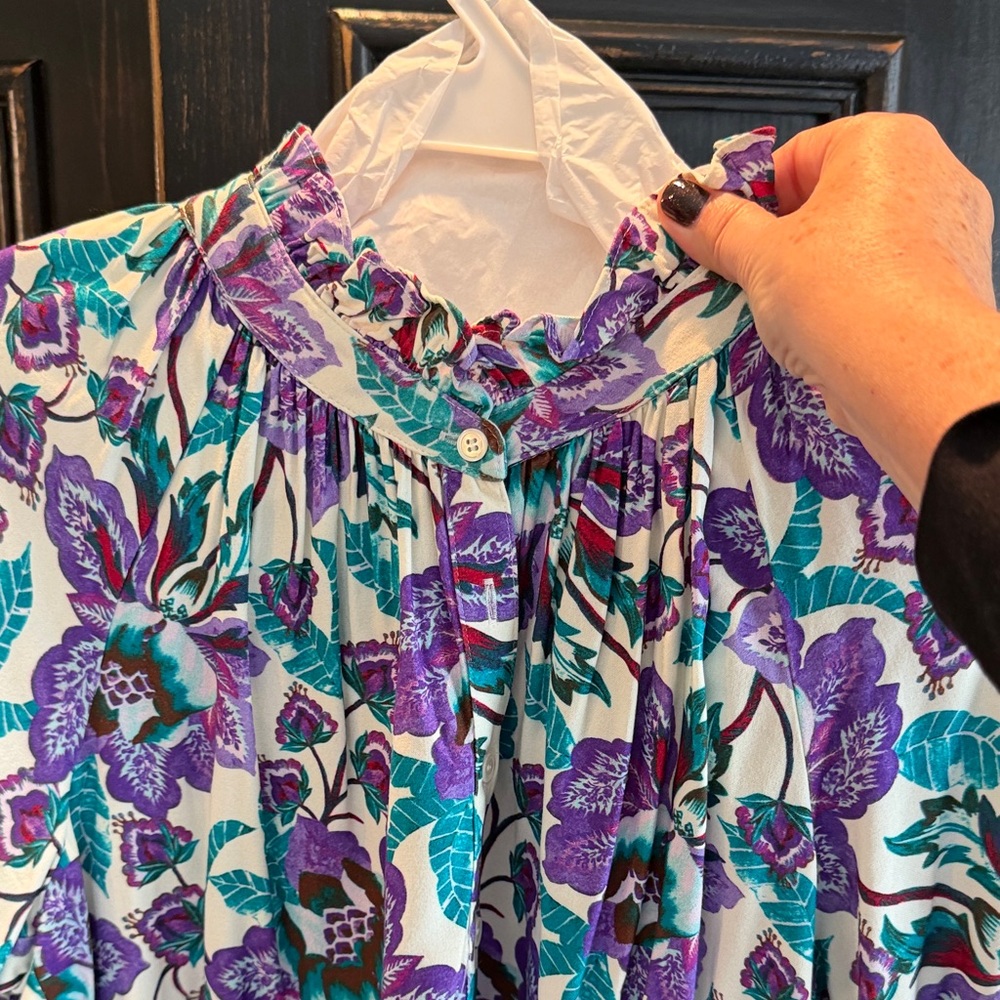 XiRENA Floral Blouse - Purple and Teal